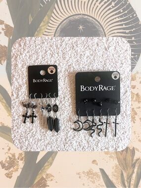 🎉Bundle of Witchy Earrings — Black Moon Cameo Crystal Sword Snake Earrings